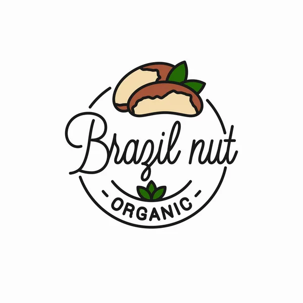 Brazil nut logo. Round linear of peeled brazil nut — Stock Vector