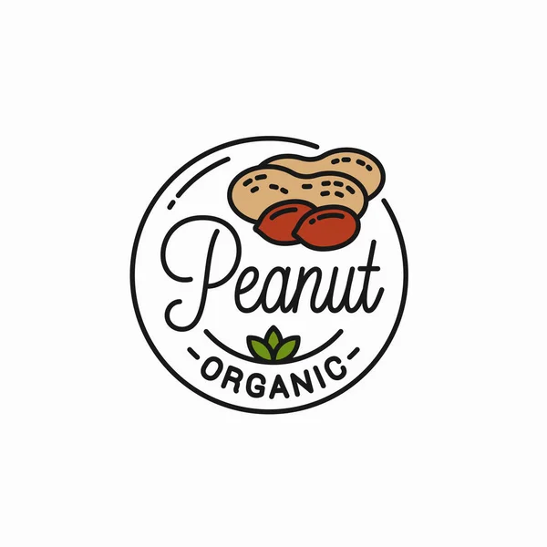 Logotipo de amendoim. Linear redondo de amendoim em branco — Vetor de Stock