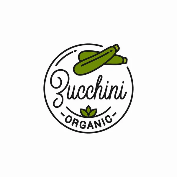 Logo de calabacín vegetal. Logo lineal redondo fresco — Vector de stock