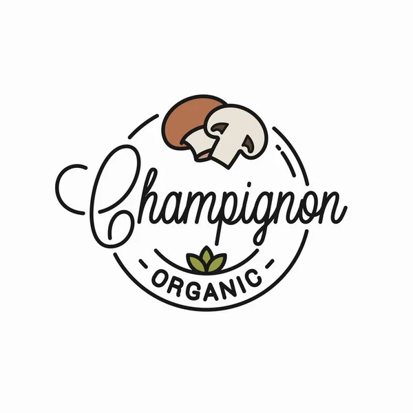Logo champignon. Rond linéaire de tranché — Image vectorielle