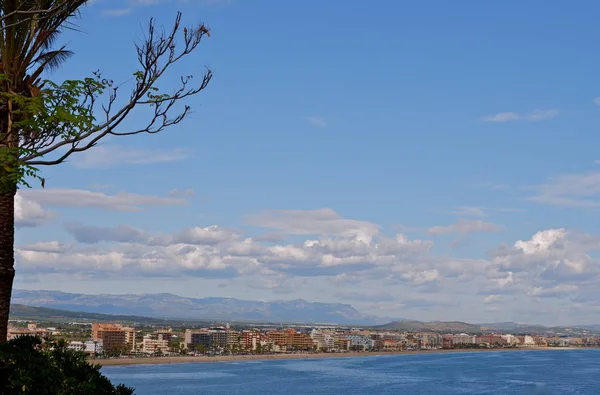 Vista Linha Praia Cidade Velha Peniscola Espanha — Fotografia de Stock