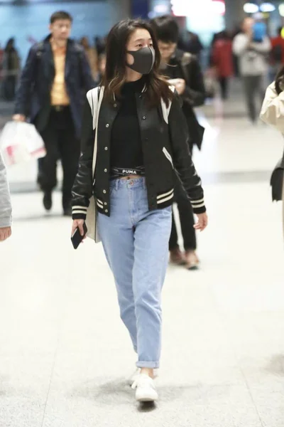 Chinese Actress Zhang Xueying Arrives Beijing Airport Departure Beijing China — Stock Photo, Image