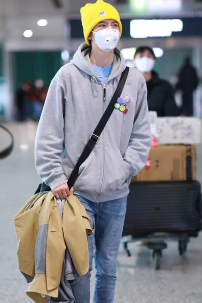 Chen Youwei Chinese Boy Band Unine Arrives Beijing Airport Departure — Stock Photo, Image