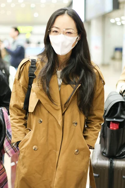 Chinese Singer Actress Han Xue Arrives Beijing Airport Landing Beijing — Stock Photo, Image