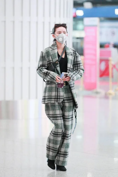 Китайська Акторка Чжан Юсі Прибуває Аеропорту Пекіні Китай Березня 2020 — стокове фото