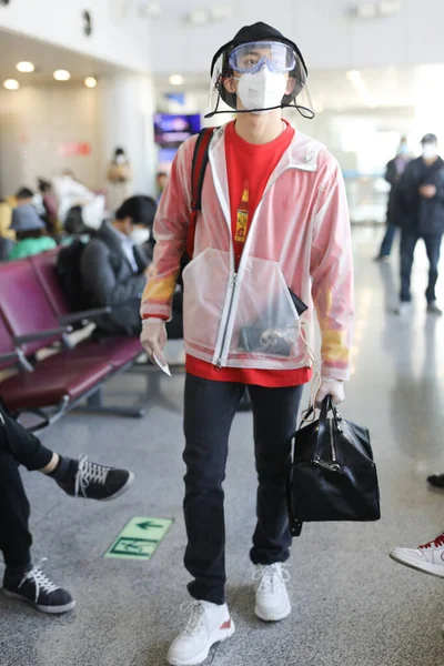 Actor Chino Lei Leo Llega Aeropuerto Beijing Antes Salida Beijing — Foto de Stock