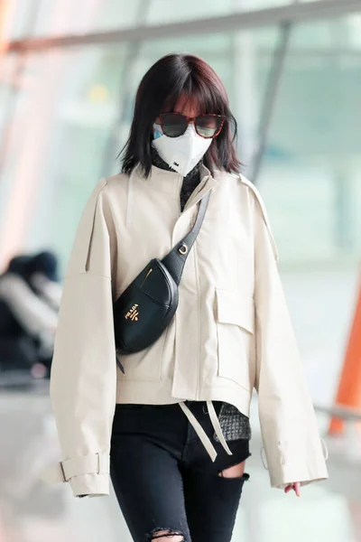 Chinese Actrice Zhang Yuxi Arriveert Een Luchthaven Peking China Maart — Stockfoto