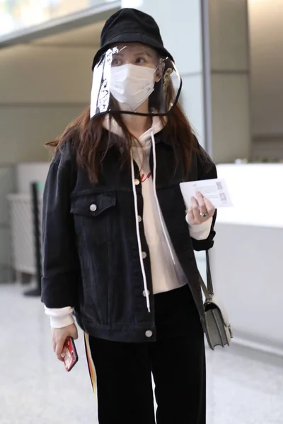 Chinese Actress Zhang Meng Alina Zhang Arrives Beijing Airport Departure — Stock Photo, Image