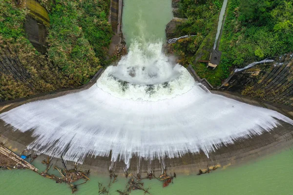 Luchtfoto Van Het Ventilatorvormige Reservoir Provincie Quanzhou Guilin Zuid China — Stockfoto