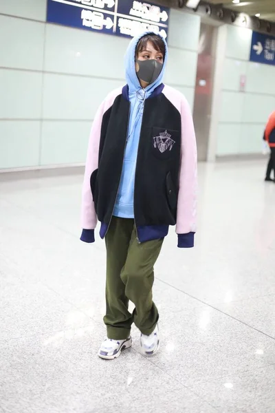 Китайська Акторка Змішаного Походження Хань Нахі Нін Цзін Прибуває Аеропорт — стокове фото