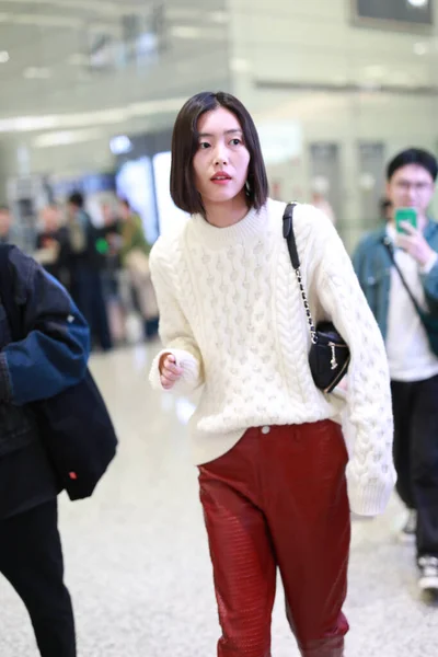 Supermodelo China Liu Wen Presenta Aeropuerto Beijing Antes Salida Beijing — Foto de Stock