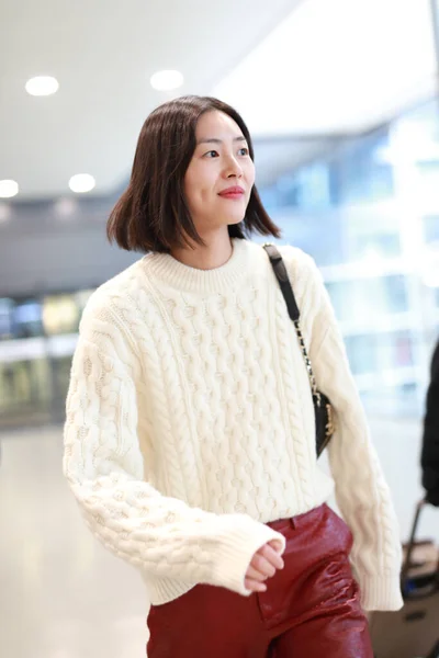 Chinese Supermodel Liu Wen Shows Beijing Airport Departure Beijing China — Stock Photo, Image