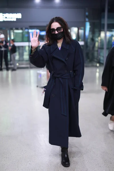 Actrice Chanteuse Chinoise Song Jia Arrive Aéroport Shanghai Avant Son — Photo