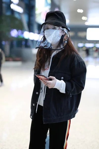 Actriz China Zhang Meng Alina Zhang Llega Aeropuerto Beijing Antes — Foto de Stock