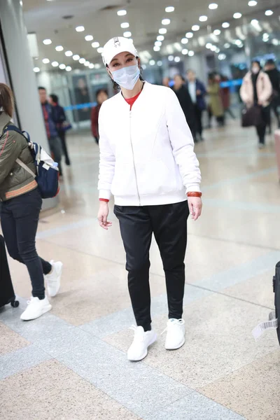 Chinese Actress Businesswoman Liu Xiaoqing Arrives Airport Departure China February — Stock Photo, Image