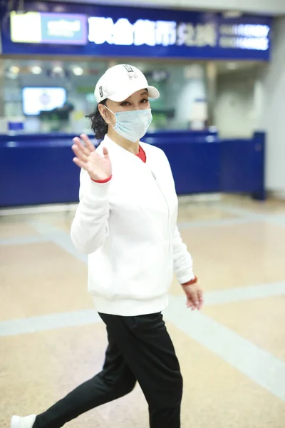 Chinese Actress Businesswoman Liu Xiaoqing Arrives Airport Departure China February — Stock Photo, Image