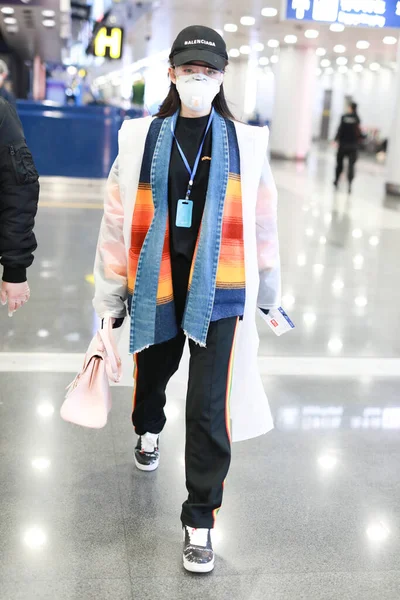 Chinese Actress Jiang Mengjie Shows One Airports Shanghai China 8Th — Stock Photo, Image