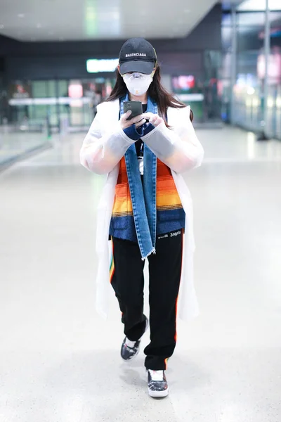 Attrice Cinese Jiang Mengjie Presenta Uno Degli Aeroporti Shanghai Cina — Foto Stock