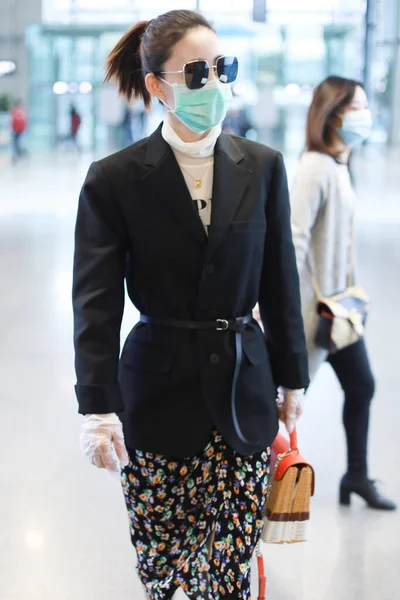 Chinese Actress Dancer Wang Likun Claudia Wang Arrives Shanghai Airport — Stock Photo, Image