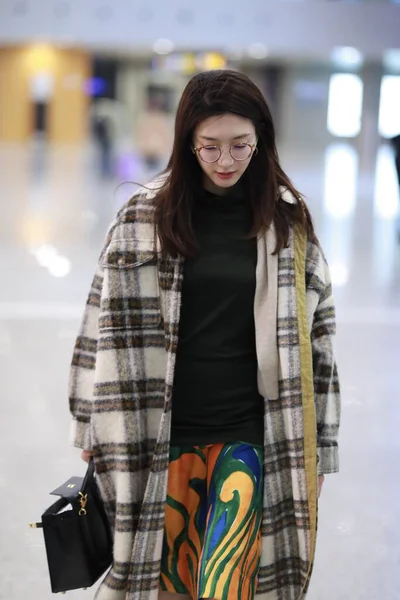 Chinese Actress Jiang Shuying Maggie Jiang Arrives Shanghai Airport Departure — Stock Photo, Image