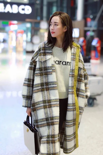 Attrice Taiwanese Janine Chang Arriva Aeroporto Shanghai Prima Della Partenza — Foto Stock