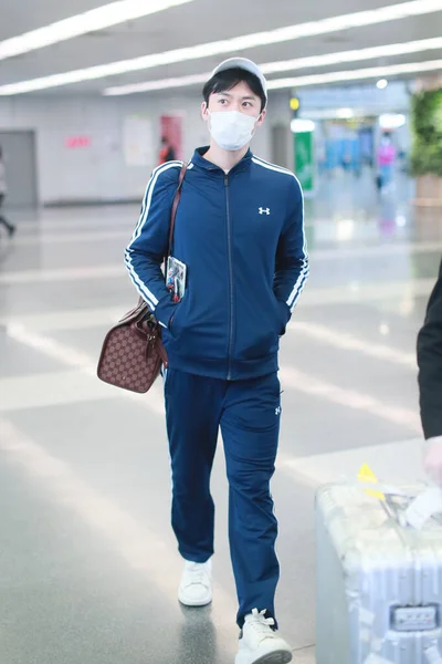 Chinese Actor Mao Zijun Arrives Beijing Airport Departure Beijing China — Stock Photo, Image