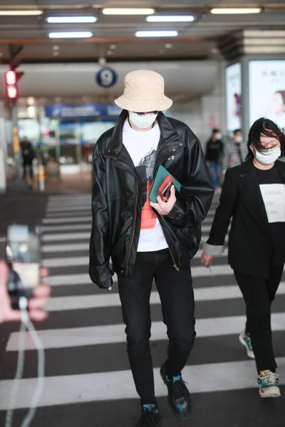 Chinese Actor Zhang Yunlong Also Kown Leon Zhang Arrives Airport — Stock Photo, Image