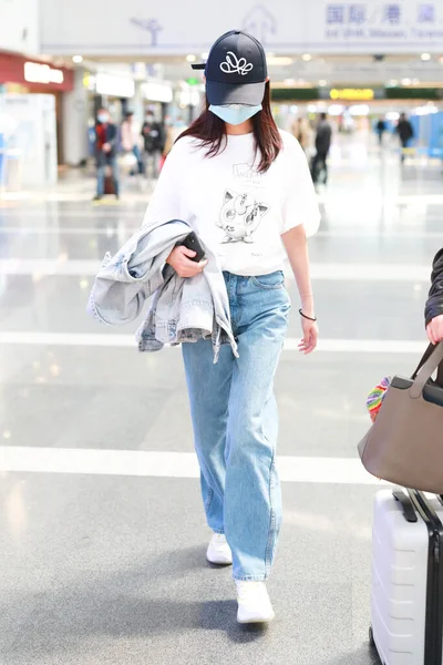 Chinese Actress Chen Yuqi Yukee Chen Arrives Beijing Airport Departure — Stock Photo, Image