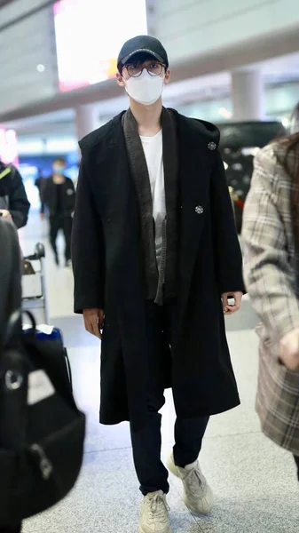 Actor Chino Zhang Yujian Llega Aeropuerto Beijing China Abril 2020 —  Fotos de Stock