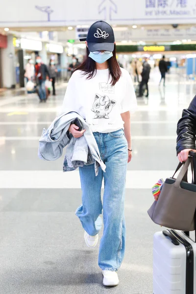 Attrice Cinese Chen Yuqi Yukee Chen Arriva Aeroporto Pechino Prima — Foto Stock