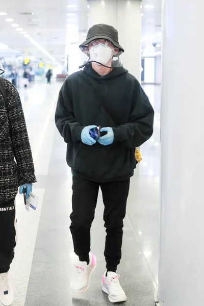 Chinese Actress Singer Dongdong Arrives Beijing Airport Departure Beijing China — Stock Photo, Image