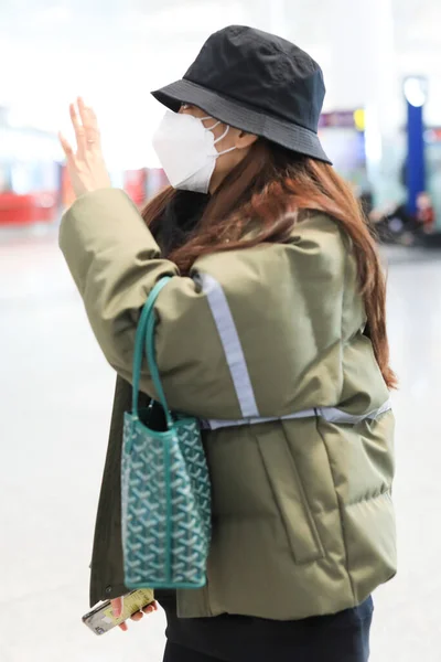 Chinese Singer Wang Feifei Arrives Beijing Airport Departure Beijing China — Stock Photo, Image