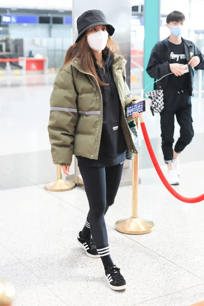 Chinese Singer Wang Feifei Arrives Beijing Airport Departure Beijing China — Stock Photo, Image