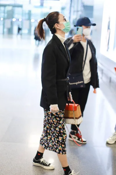 Chinese Actress Dancer Wang Likun Claudia Wang Arrives Shanghai Airport — Stock Photo, Image