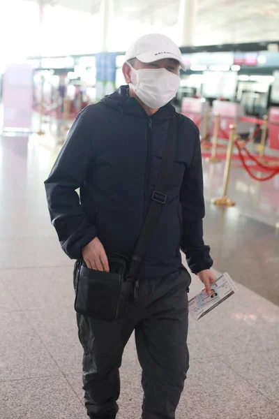 Chinese Actor Director Singer Pan Changjiang Arrives Beijing Airport Departure — Stock Photo, Image