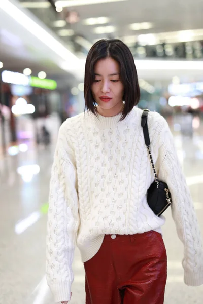 Chinese Supermodel Liu Wen Shows Beijing Airport Departure Beijing China — Stock Photo, Image