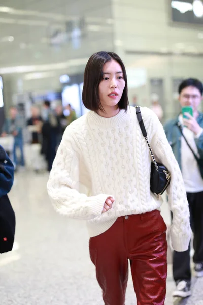 Supermodelo China Liu Wen Presenta Aeropuerto Beijing Antes Salida Beijing — Foto de Stock