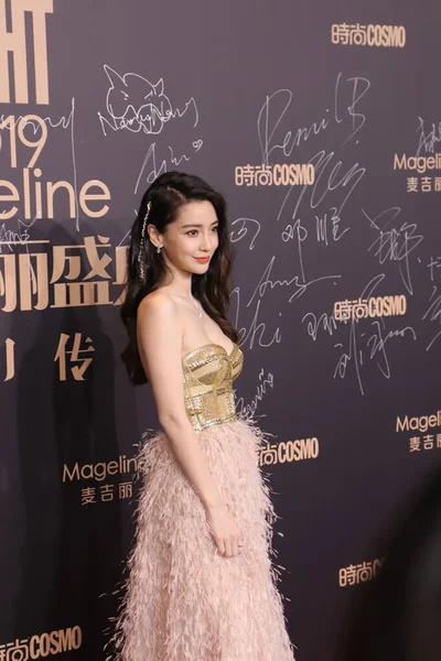 中国模特儿 女演员和歌手Angelababy或Angela Yeung Wing出席2019年12月3日在中国上海举行的2019 Cosmo Glam之夜 — 图库照片