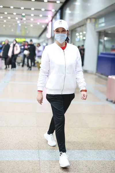 Attrice Imprenditrice Cinese Liu Xiaoqing Arriva Aeroporto Prima Della Partenza — Foto Stock