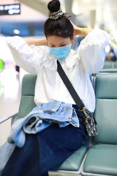 Actriz China Zhang Ruonan Llega Aeropuerto Beijing Antes Salida Beijing — Foto de Stock