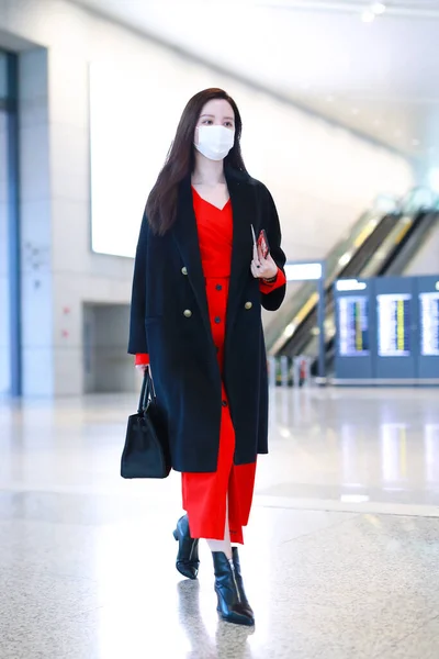 Chinese Actress Zhang Meng Alina Zhang Arrives Airport Shanghai China — Stock Photo, Image