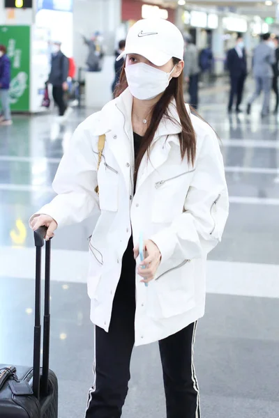 Chinese Actress Lai Yumeng Arrives Beijing Airport Departure Beijing China — Stock Photo, Image