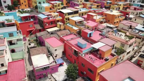 Pohled Barevné Domy Vesnici Hengkengli Známé Také Jako Rainbow Village — Stock video