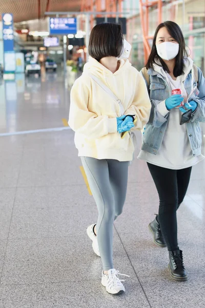 Actriz Modelo China Zhao Yihuan Chloe Zhao Llega Aeropuerto Beijing — Foto de Stock