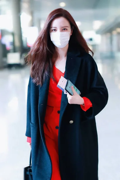 Chinese Actrice Zhang Meng Alina Zhang Arriveert Een Luchthaven Shanghai — Stockfoto