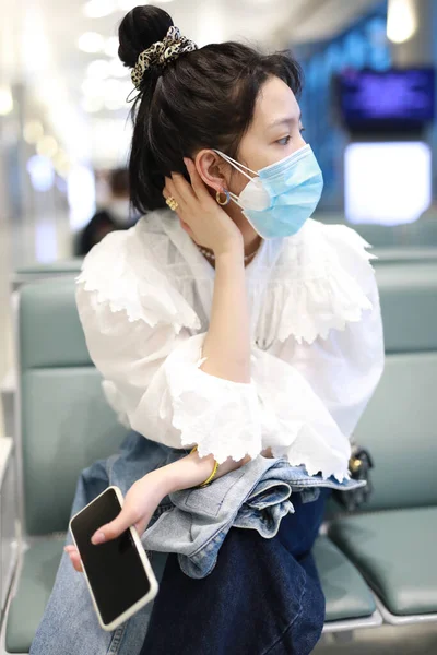 Китайська Акторка Чжан Руонан Прибуває Аеропорту Пекіні Китай Квітня 2020 — стокове фото