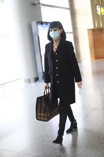 Chinese Television Film Actress Tan Zhuo Arrives Changsha Airport Departure — Stock Photo, Image