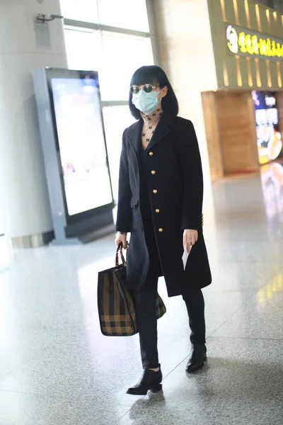 Attrice Televisiva Cinematografica Cinese Tan Zhuo Arriva Aeroporto Changsha Prima — Foto Stock