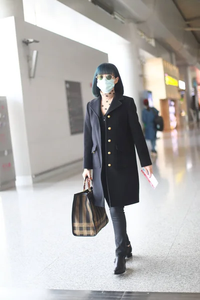 Actrice Télévision Cinéma Chinoise Tan Zhuo Arrive Aéroport Changsha Avant — Photo