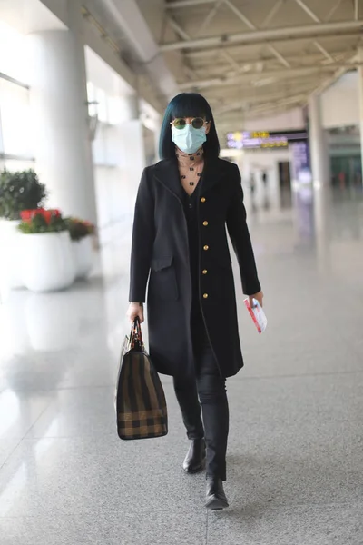 Actrice Télévision Cinéma Chinoise Tan Zhuo Arrive Aéroport Changsha Avant — Photo